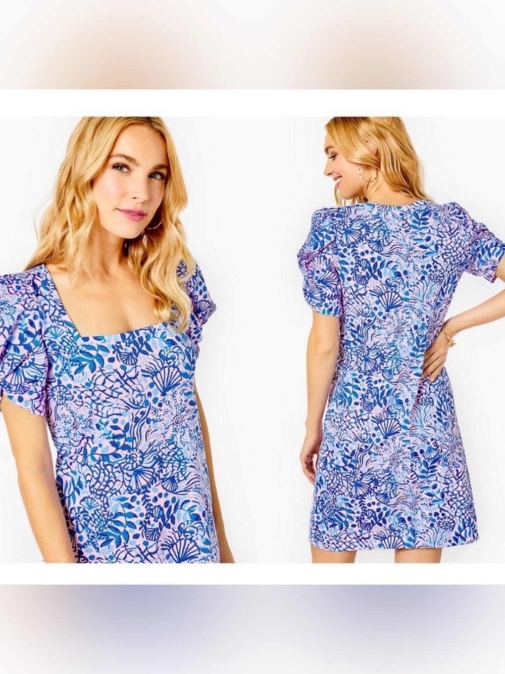 Lilly Pulitzer Haydn Tshirt Square Neck Dress L NWT
